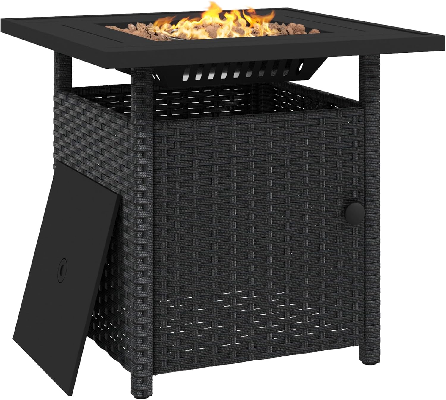 Outdoor Rattan Gas Fire Pit Table