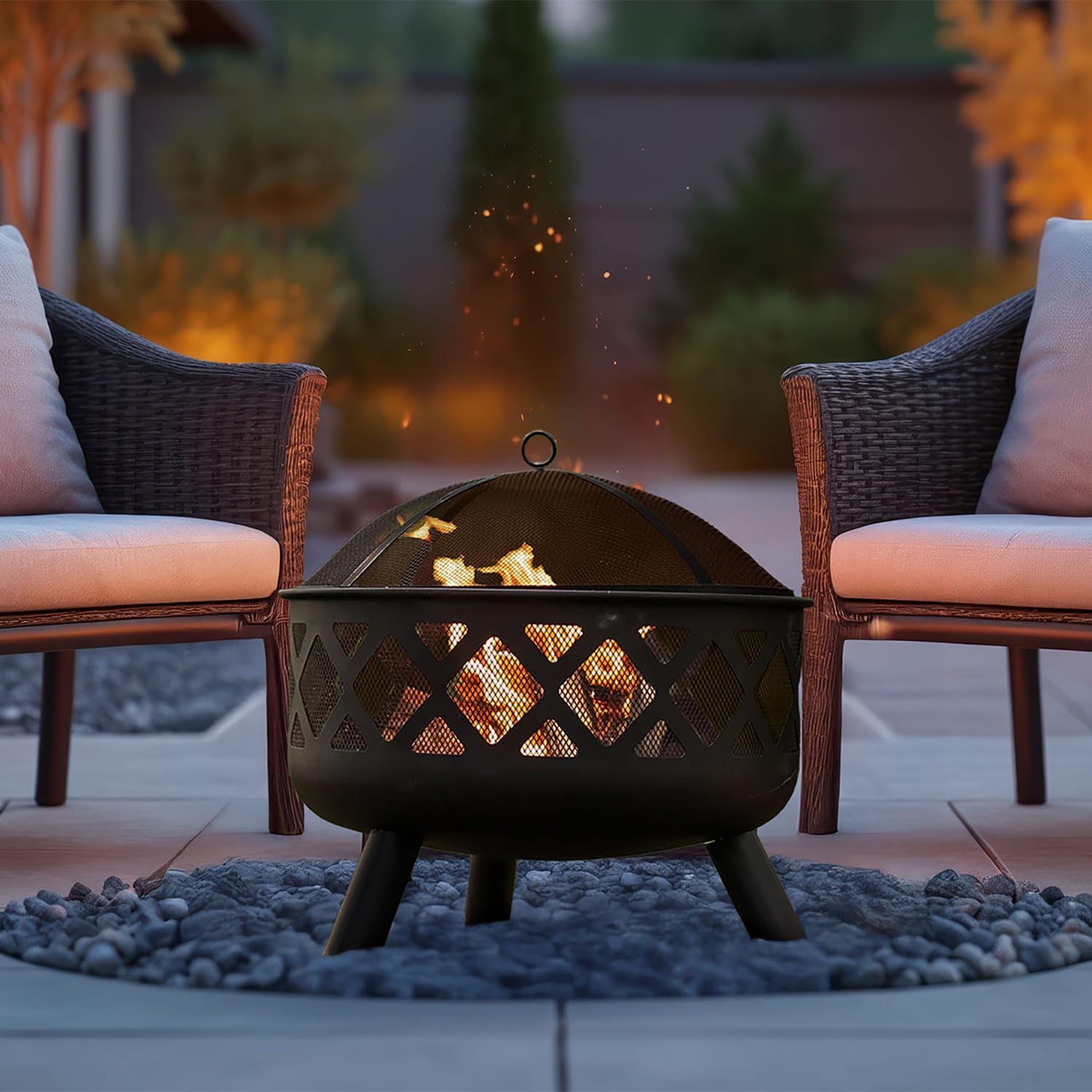 Neo Large Black Outdoor Heater Fire Pit